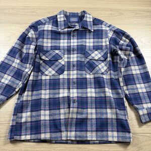Vintage Pendleton Board Shirt Men Large Wool Loop Collar 60s 70s Americana